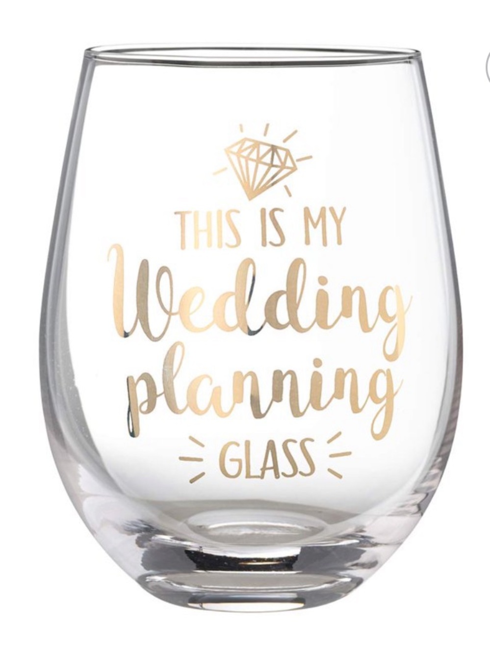 NIB Lillian Rose This is My Wedding Planning Glass, Stemless Wine Glass